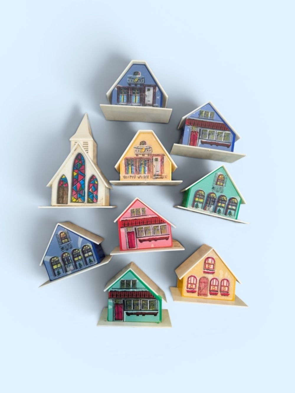 Vintage Alpine Village Christmas Houses and Church Collection - Set of 9